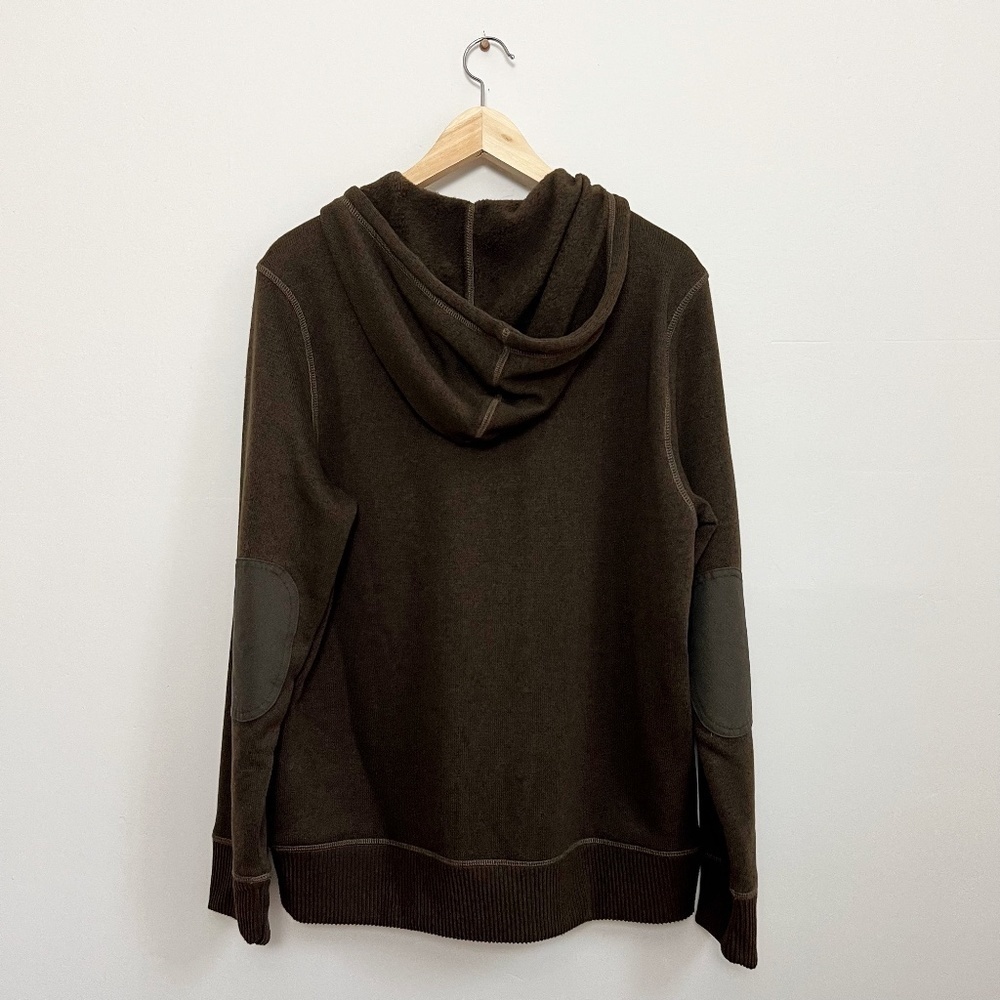 NWT G.H. BASS Co Brown 1/4 Button‎ Fleece Lined Pullover Hoodie Knit Pullover M - Picture 13 of 13